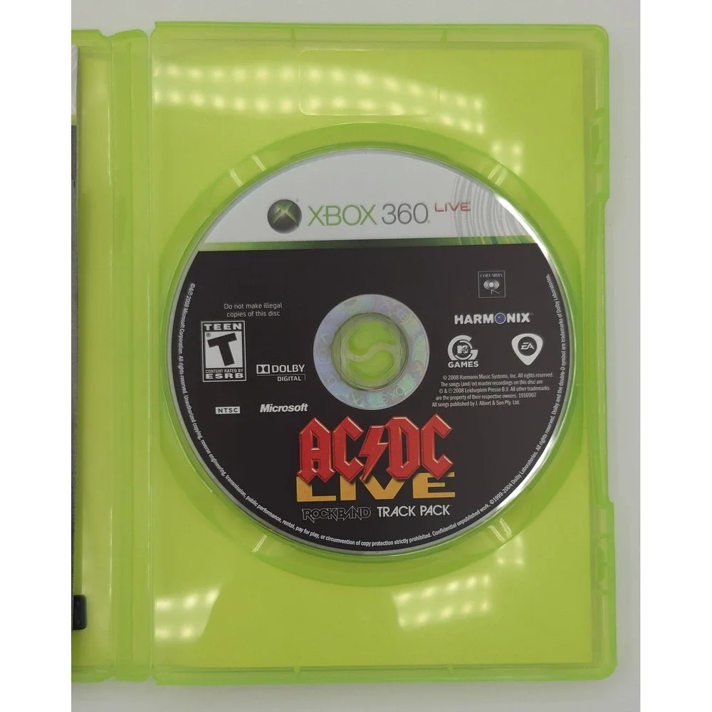 AC/DC Live Rock Band Track Pack - Xbox 360 - CIB w/ Manual & Insert - Tested